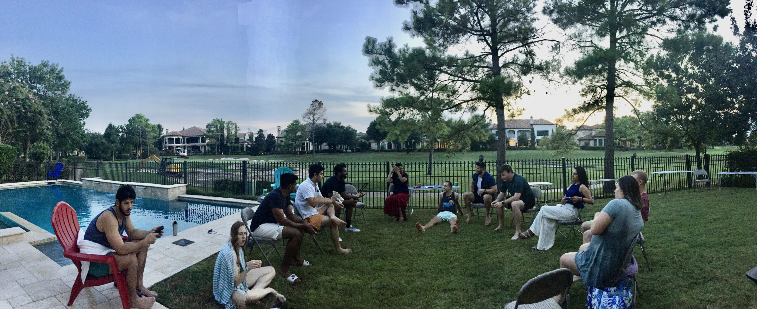 students around pool